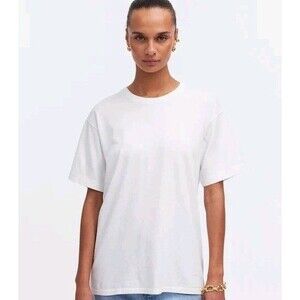 NEW Madewell Womens $52 Cotton Relaxed Oversized Tee White Size XL NS162